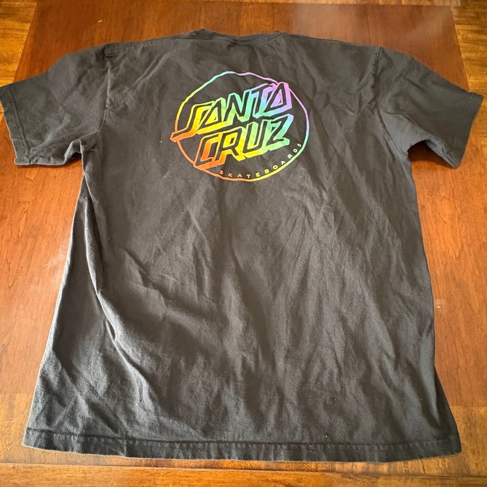 Santa Cruz Skateboards Dot Logo Tee — Black Neon Gradient — Adult XL - Picture 3 of 4